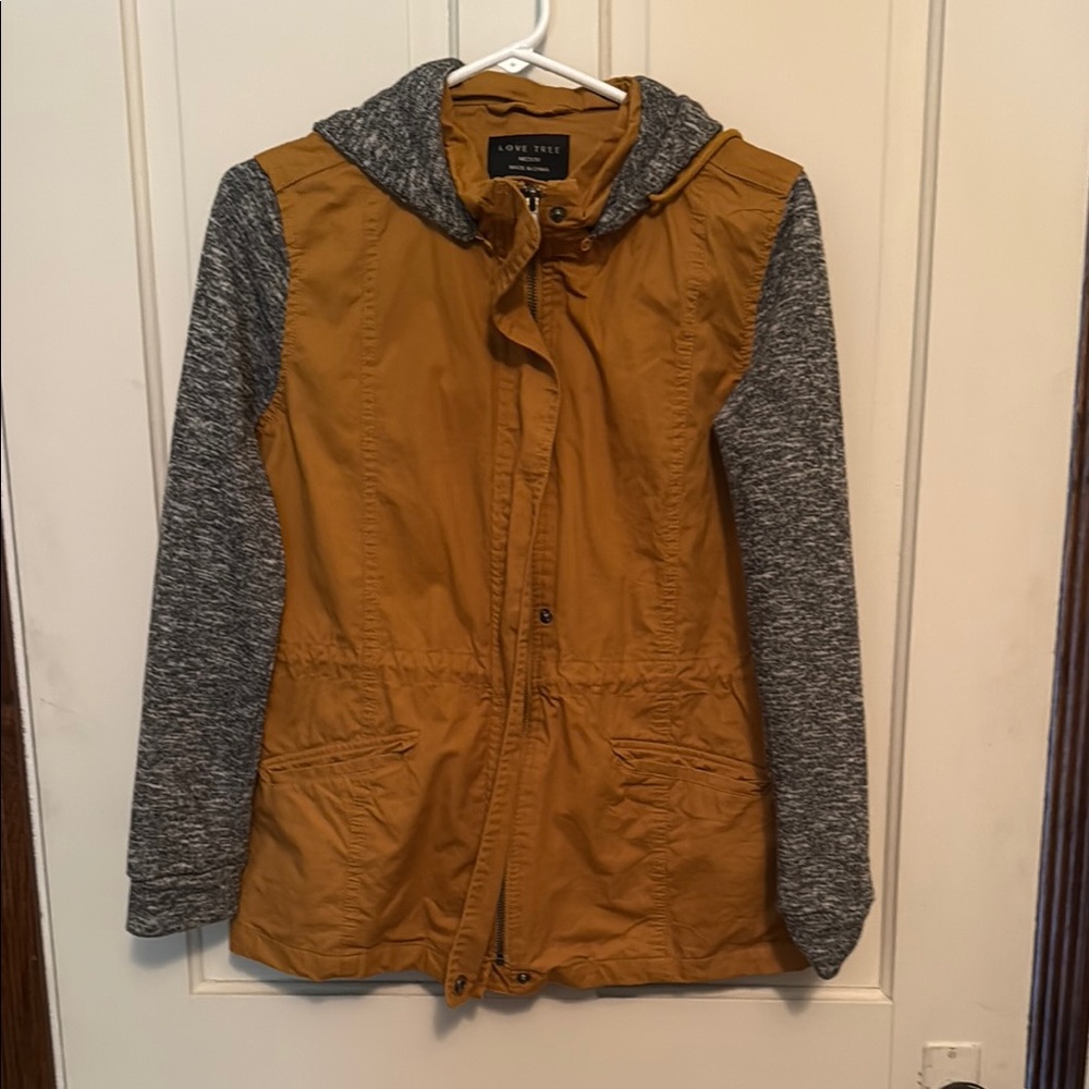 Love Tree Golden Yellow and Heather Gray Utility Jacket